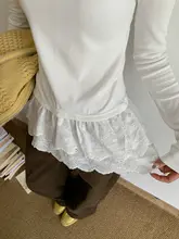 レーストリム付き長袖Tシャツ【冬用・重ね着・女性用】