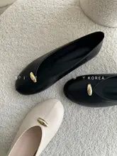 シンプルデザインのバレエシューズ【金属バックル・ローヒール・フラット・オールマッチ】