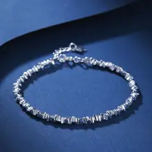 925純銀製 フラットチェーンブレスレット【学生向け・個性的なデザイン・夏用】