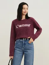 カラーブロックデザインのウールニットセーター【ゆったりシルエット・冬用】
