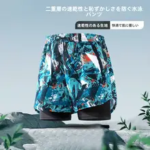 男性用水着【防尴尬・五分丈・二重構造・速乾・フィット】
