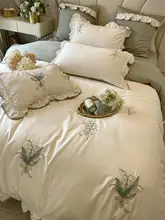 金喜鳥の田園風花柄刺繍四点セット【100sオーストラリア綿・長綿・全棉・ベッドリネン】