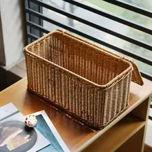 北欧風 デスクトップ収納ボックス【化粧品用・蓋付き・バスルーム整理】