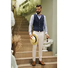 NAPOLI 高品質ストレッチコットン製 シワになりにくい スリムフィット 九分丈チノパンツ