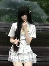 春夏用 チェック柄Aラインスカート【浅い格子・虹色・百褶】【学生向け】