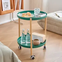 ソファサイドテーブル 移動式 カート 創造的 小型住宅 コーヒーテーブル シンプルなクリームカラー