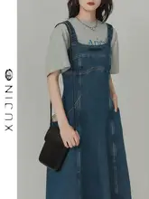 ウエストシェイプデザイン デニムキャミソールワンピース【女性用・小柄向け・夏用】