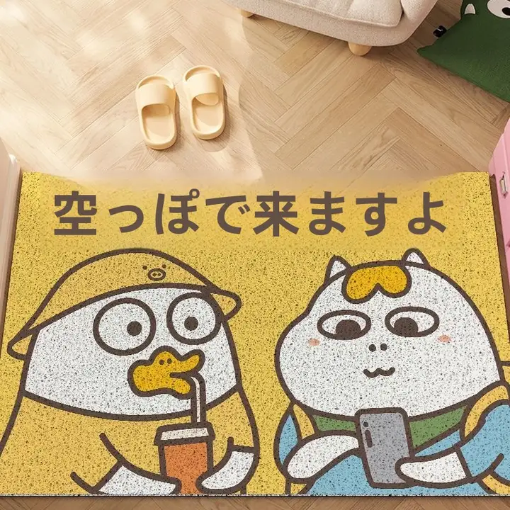 カラフルなアヒルデザインの滑り止め玄関マット【防汚・カット可能】