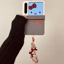 オリジナルデザイン 折りたたみ式スマートフォンケース【色分け・赤いリボン・持ち手付き】