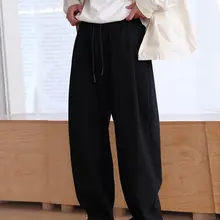 春夏向け 韓国風ワイドストレートニットパンツ【ドローストリング・カジュアル・男女兼用】