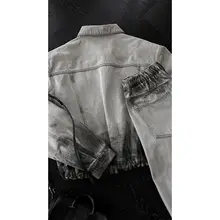 重厚感のあるウォッシュ加工デニムジャケット【グ ラデーション・カジュアル・ジャケットとパンツ】（セットアップ対応）