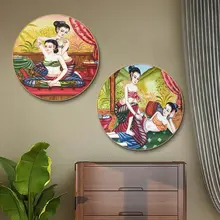 タイ風 アジア丸型壁掛けアート【マッサージ院用・インテリア装飾】