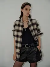春秋用ウール混紡チェック柄シャツ【レトロデザイン・長袖】