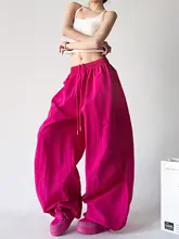 ローズピンクのワイドレッグパンツ【ゆったりしたカジュアルテーパード・高身長向け・工装スタイル】（セットアップ対応）