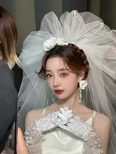 ふんわりチュールのウエディングベール【花嫁用・ヘアアクセサリー・結婚式用】