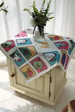 防水加工コットンリネン製テーブルクロス【田舎風・パール松デザイン・全周カバー】