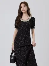 フレンチヘップバーン風花柄 女性用ドレス