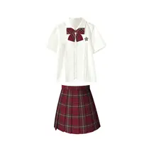 刺繍入りブラウスとプリーツスカートの学生制服スタイル【学院風・朱雀デザイン】（セットアップ対応）