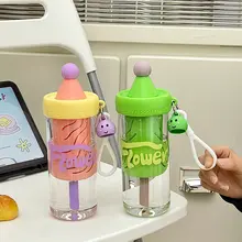 大容量トライタン製プラスチックボトル【耐熱・耐衝撃・ストロー付き・携帯用・夏用】