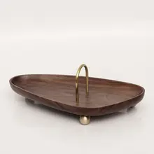 ブラックウォールナット製 シンプルで洗練されたトレー【キー・小物・化粧品・果物収納用】