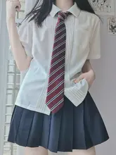 学院風プリーツJK制服シャツ【夏用・白・短袖】