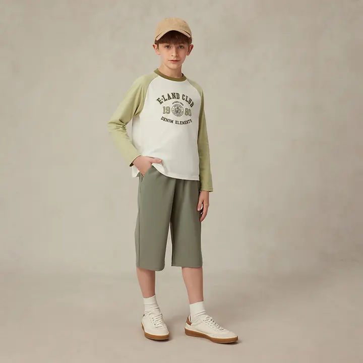 クール感のあるキッズカジュアル七分パンツ【男の子用・シンプルなアカデミースタイル】