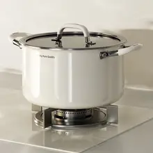深型ステンレススチール鍋【セラミックコーティングなし・両耳付き・家庭用・ガス・電磁炉対応】