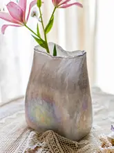 フラワーベース ハンドメイド ガラス 虹色グラデーション リビング ダイニング インテリア 水栽培 生け花 北欧風