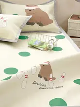 保龄球デザインのかわいいアイスシルク枕カバー3点セット【夏用・涼感・エアコン対応】