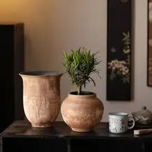 花瓶 陶器 チャイナテイスト 侘び寂び ヴィンテージ 上品 リビング インテリア 生け花 ホテル 民宿
