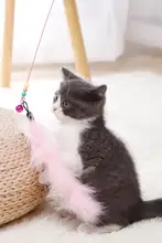 猫のおもちゃ 伸縮式フェザー付きダンシングスティック【ベル音付き・耐噛性・子猫用】