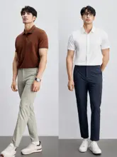 軽やかで通気性の良いメンズストレートパンツ【薄手・伸縮性・夏用】（セットアップ対応）