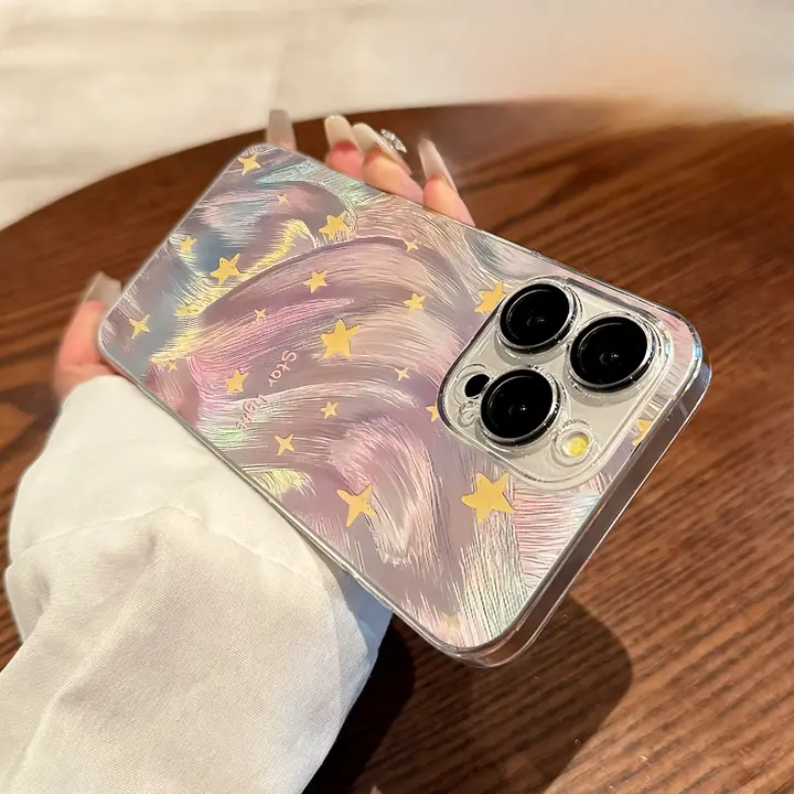 iPhone 15 Pro Max用 クリアシリコンケース【超薄型・衝撃吸収・全包囲タイプ・星空デザイン】