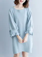 ラッフル袖デザインのカジュアルコットンTシャツワンピース【ルーズフィット・丸首】（セットアップ対応）