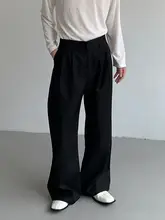 Aラインデザインのシワ加工メンズスラックス【高腰・ストレート・ドレープ】（セットアップ対応）