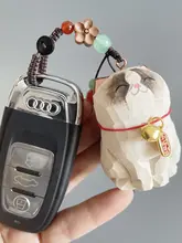 キーホルダー バッグチャーム 天然木 手彫り ラグドール 招き猫 車キー 誕生日プレゼント ギフト
