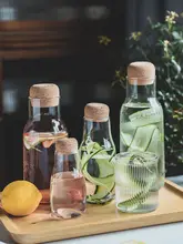 耐熱性コルク栓付き高硼酸ガラス製飲料ボトル【携帯用・果汁や水用】
