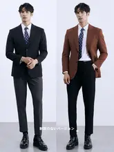 カジュアルスタイルのワインレッドウールスーツ【ビジネス・レセプション用・男性用】