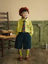 子供用カートゥーン風パンプキンカラーのボウタイ付きシャツ【男の子用・演出用・おしゃれ小物】
