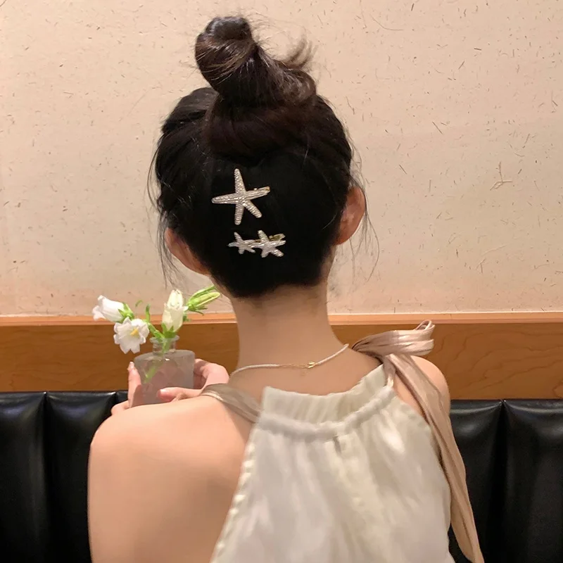 海星デザインのヘアクリップ：ユニークなサイドバングとビーチスタイルに最適な合金製ヘアクリップ