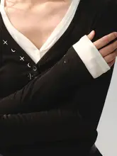 刺繍入りニット重ね着風トップス【女性用・極上の柔らかさ】（セットアップ対応）