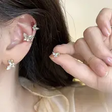 高級感ある蝶型イヤーカフ【微細なジルコニア装飾・穴あけ不要・軽やかなデザイン】