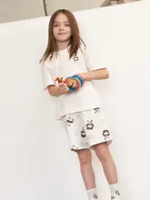 子供用 パンダデザイン半袖トップス【春夏用・男女兼用】とショートパンツ（セットアップ対応）