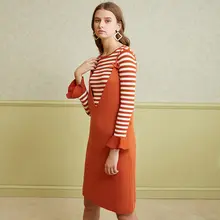 2点セット レディース キャミワンピース   ニット Vネック スリム 着痩せ 春