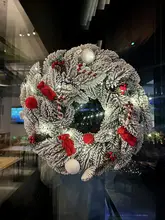 リース 造花 モミの枝 クリスマス 飾り付け 店舗 インテリア ドア飾り