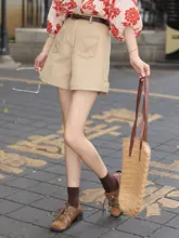 高腰ショートパンツ【夏用・フィット・カジュアル】（セットアップ対応）