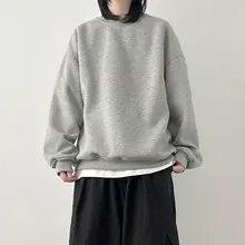 シンプルな無地デザイン！カジュアルクルーネックセーター【男女兼用・春秋用・ゆったりフィット】