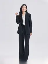 春季向け ブラックジャケット【ビジネス・女性用・通勤・エレガント】（セットアップ対応）