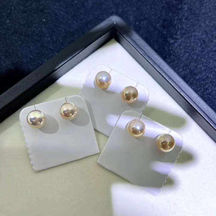 淡水パールイヤリング【オレンジ・シンプルデザイン・S925シルバー】