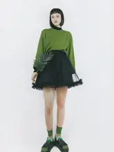 ネットメッシュスカート ハーフスカート ショート 小柄 高ウエスト Aライン 細見え ブラック デザイン感 春夏 新作